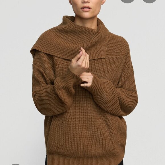 Modern Citizen Ezra Organic Cotton-Wool Foldover-Collar Sweater - Picture 2 of 2